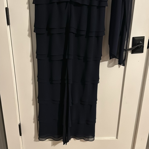 Jessica Howard 8P Navy Blue Dress. Stunning Timeless Classic with Sheer Shawl - Picture 8 of 10